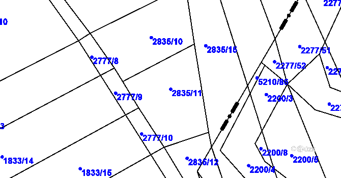 Parcela st. 2835/11 v KÚ Vrbice u Velkých Pavlovic, Katastrální mapa