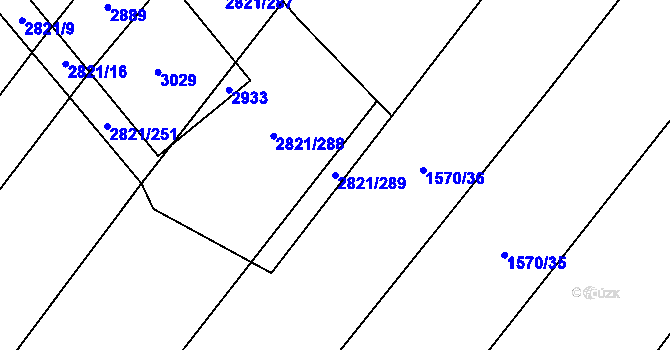 Parcela st. 2821/289 v KÚ Vrbice u Velkých Pavlovic, Katastrální mapa