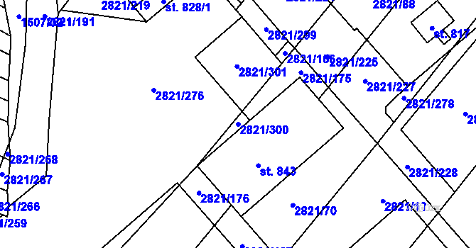 Parcela st. 2821/300 v KÚ Vrbice u Velkých Pavlovic, Katastrální mapa