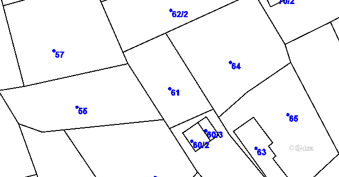 Parcela st. 61 v KÚ Vrbice nad Odrou, Katastrální mapa