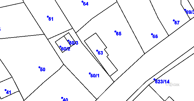 Parcela st. 63 v KÚ Vrbice nad Odrou, Katastrální mapa