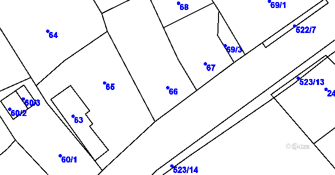 Parcela st. 66 v KÚ Vrbice nad Odrou, Katastrální mapa