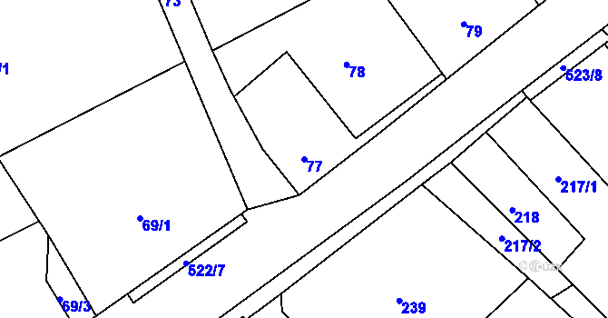 Parcela st. 77 v KÚ Vrbice nad Odrou, Katastrální mapa