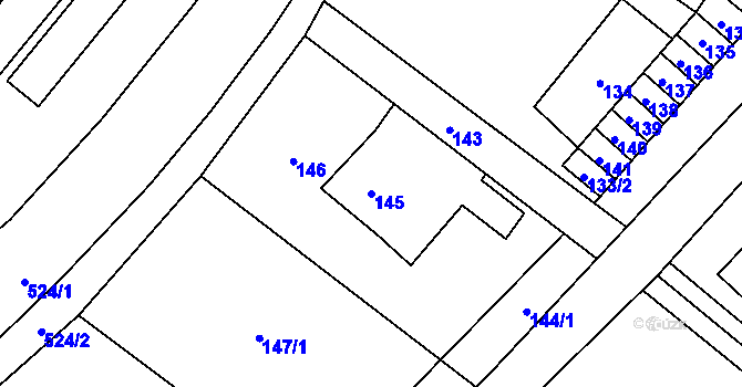 Parcela st. 145 v KÚ Vrbice nad Odrou, Katastrální mapa