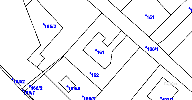 Parcela st. 161 v KÚ Vrbice nad Odrou, Katastrální mapa