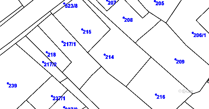 Parcela st. 214 v KÚ Vrbice nad Odrou, Katastrální mapa
