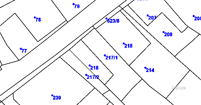 Parcela st. 217 v KÚ Vrbice nad Odrou, Katastrální mapa