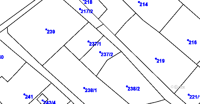 Parcela st. 237/2 v KÚ Vrbice nad Odrou, Katastrální mapa