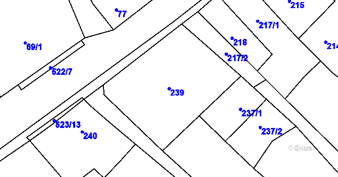 Parcela st. 239 v KÚ Vrbice nad Odrou, Katastrální mapa