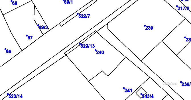 Parcela st. 240 v KÚ Vrbice nad Odrou, Katastrální mapa