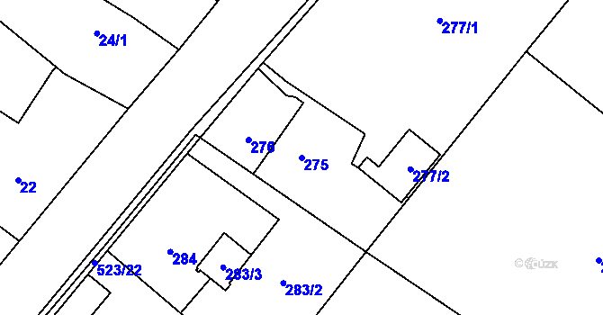 Parcela st. 275 v KÚ Vrbice nad Odrou, Katastrální mapa