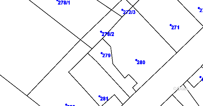 Parcela st. 279 v KÚ Vrbice nad Odrou, Katastrální mapa