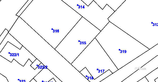 Parcela st. 315 v KÚ Vrbice nad Odrou, Katastrální mapa