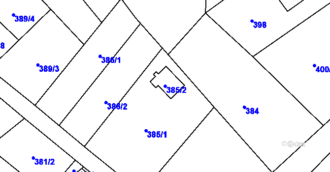 Parcela st. 385/2 v KÚ Vrbice nad Odrou, Katastrální mapa