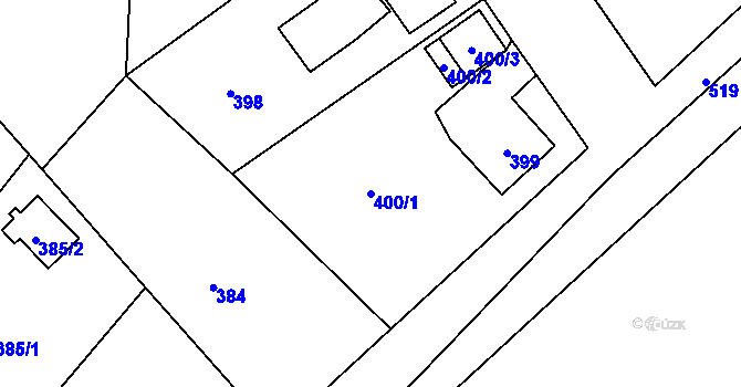 Parcela st. 400/1 v KÚ Vrbice nad Odrou, Katastrální mapa