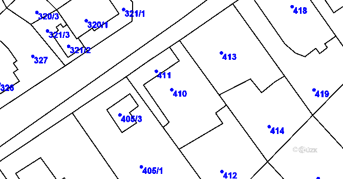 Parcela st. 410 v KÚ Vrbice nad Odrou, Katastrální mapa