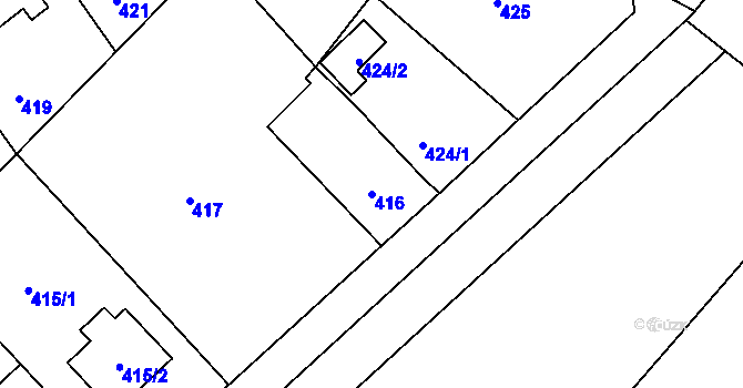 Parcela st. 416 v KÚ Vrbice nad Odrou, Katastrální mapa