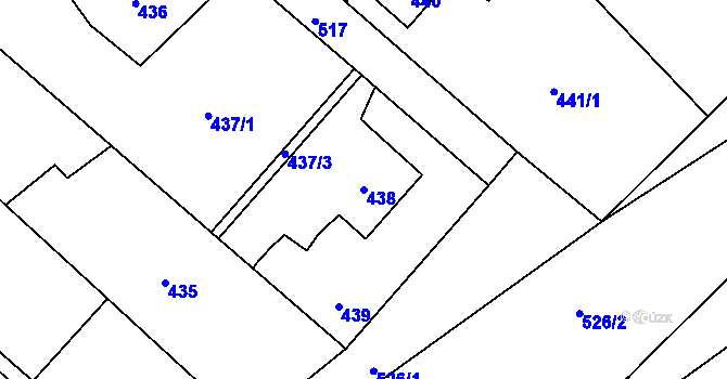 Parcela st. 438 v KÚ Vrbice nad Odrou, Katastrální mapa