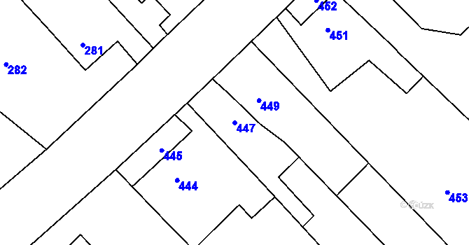 Parcela st. 447 v KÚ Vrbice nad Odrou, Katastrální mapa