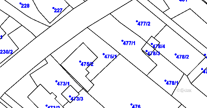 Parcela st. 475/1 v KÚ Vrbice nad Odrou, Katastrální mapa