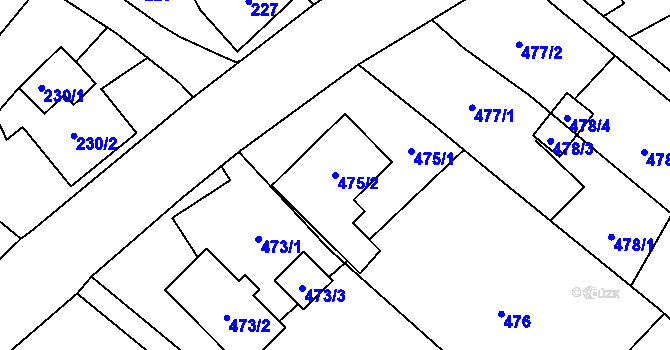 Parcela st. 475/2 v KÚ Vrbice nad Odrou, Katastrální mapa