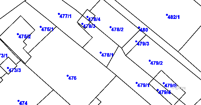 Parcela st. 478/1 v KÚ Vrbice nad Odrou, Katastrální mapa