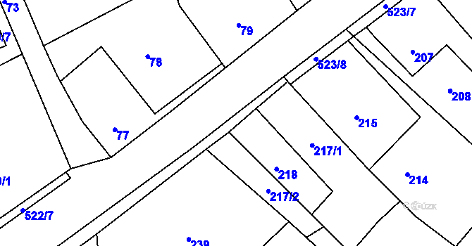 Parcela st. 523/9 v KÚ Vrbice nad Odrou, Katastrální mapa