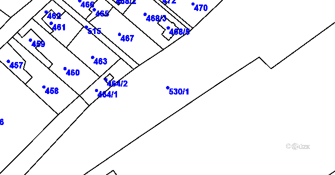 Parcela st. 530/1 v KÚ Vrbice nad Odrou, Katastrální mapa
