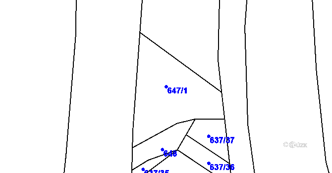 Parcela st. 647/1 v KÚ Vrbice nad Odrou, Katastrální mapa