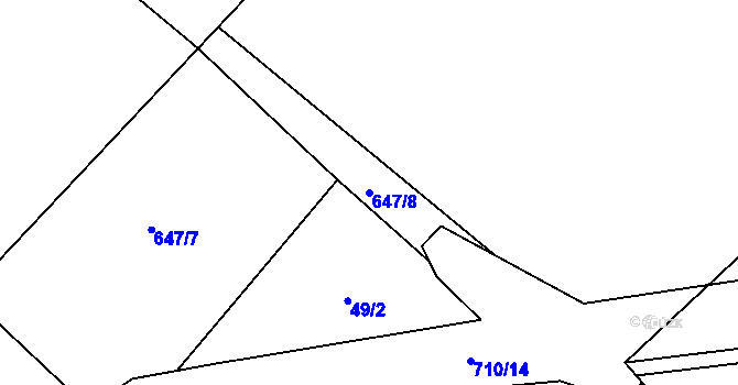 Parcela st. 647/8 v KÚ Vrbice nad Odrou, Katastrální mapa