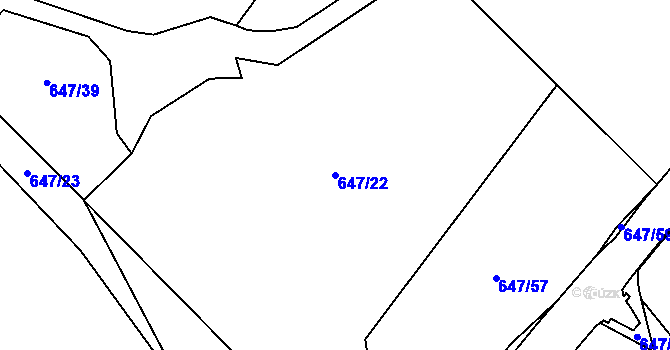 Parcela st. 647/22 v KÚ Vrbice nad Odrou, Katastrální mapa