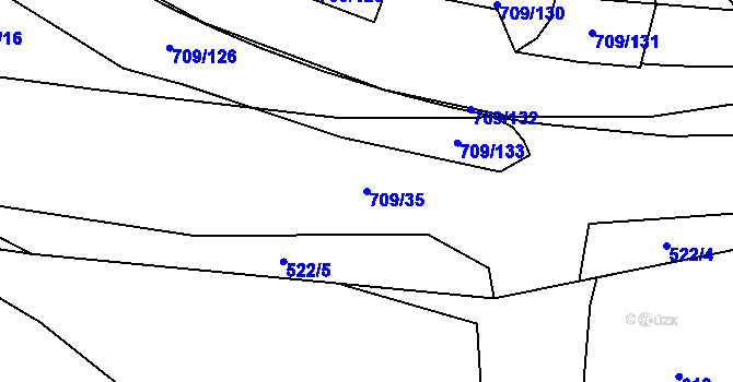 Parcela st. 709/35 v KÚ Vrbice nad Odrou, Katastrální mapa