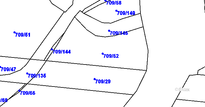 Parcela st. 709/52 v KÚ Vrbice nad Odrou, Katastrální mapa