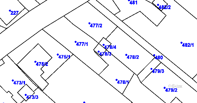 Parcela st. 478/3 v KÚ Vrbice nad Odrou, Katastrální mapa