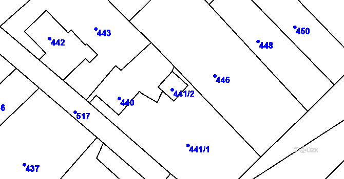 Parcela st. 441/2 v KÚ Vrbice nad Odrou, Katastrální mapa