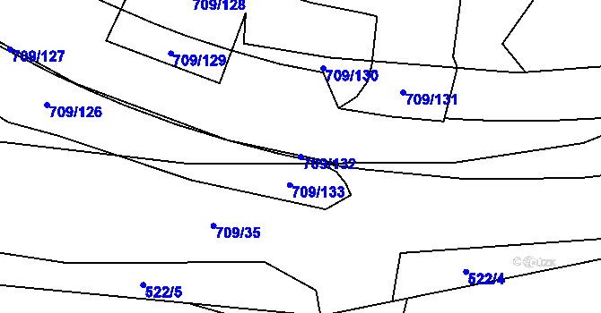 Parcela st. 709/132 v KÚ Vrbice nad Odrou, Katastrální mapa