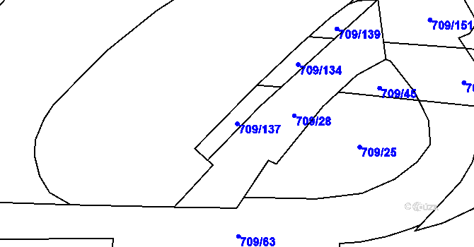 Parcela st. 709/137 v KÚ Vrbice nad Odrou, Katastrální mapa