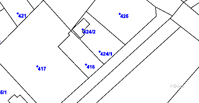 Parcela st. 424/1 v KÚ Vrbice nad Odrou, Katastrální mapa