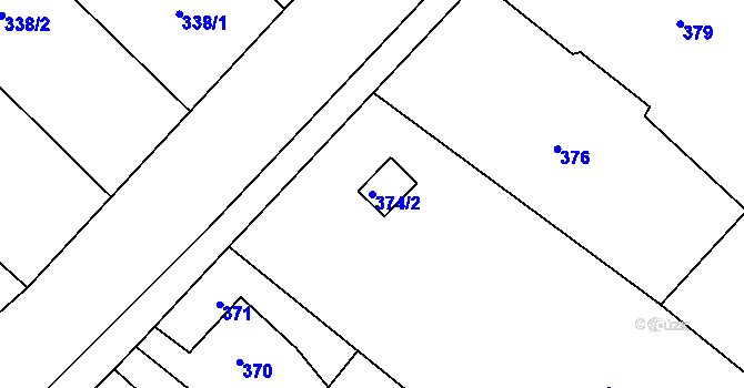 Parcela st. 374/2 v KÚ Vrbice nad Odrou, Katastrální mapa