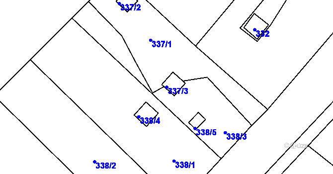Parcela st. 337/3 v KÚ Vrbice nad Odrou, Katastrální mapa