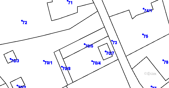 Parcela st. 70/5 v KÚ Vrbice nad Odrou, Katastrální mapa