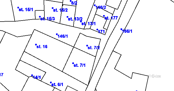 Parcela st. 7/2 v KÚ Vrbičany u Lovosic, Katastrální mapa