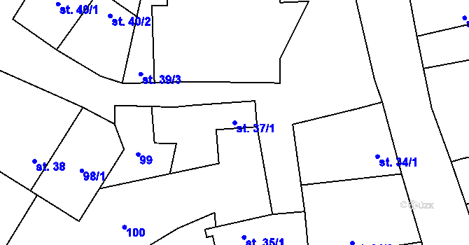 Parcela st. 37/1 v KÚ Vrbičany u Lovosic, Katastrální mapa