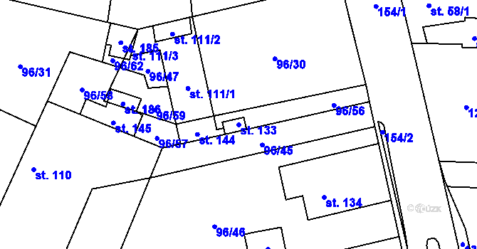 Parcela st. 133 v KÚ Vrbičany u Lovosic, Katastrální mapa