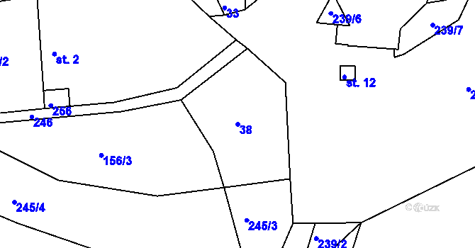 Parcela st. 38 v KÚ Sychrov u Ledče nad Sázavou, Katastrální mapa