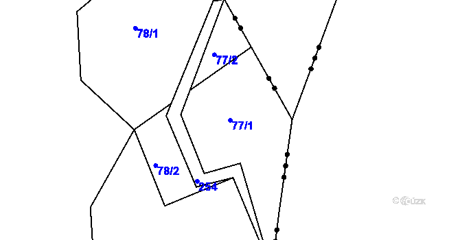 Parcela st. 77/1 v KÚ Sychrov u Ledče nad Sázavou, Katastrální mapa