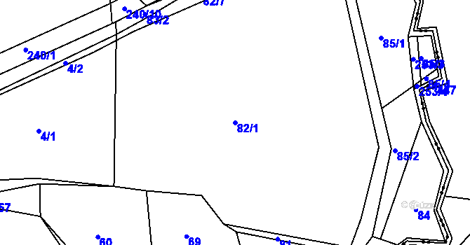 Parcela st. 82/1 v KÚ Sychrov u Ledče nad Sázavou, Katastrální mapa