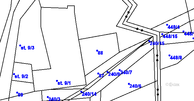 Parcela st. 88 v KÚ Sychrov u Ledče nad Sázavou, Katastrální mapa