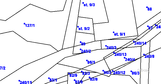 Parcela st. 89 v KÚ Sychrov u Ledče nad Sázavou, Katastrální mapa