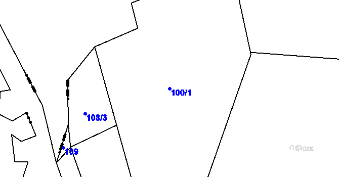 Parcela st. 100/1 v KÚ Sychrov u Ledče nad Sázavou, Katastrální mapa
